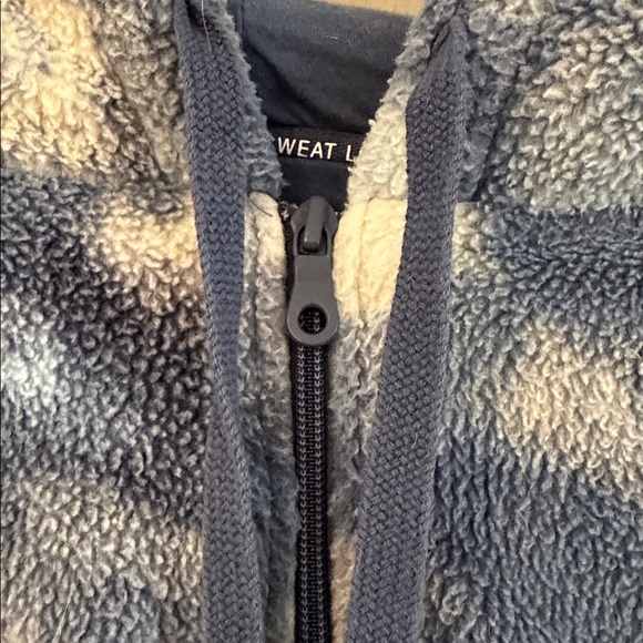 Women’s Aerie Offline Blue Tie-Dye Sherpa Fleece Full Zip Cropped Hoodie Size XL - Picture 5 of 10